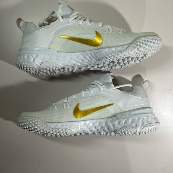 Nike Huarache 9 Elite TF Turf LAX FN0310-100 White Gold Mens Sz. 10 Lacrosse New - Picture 4 of 12